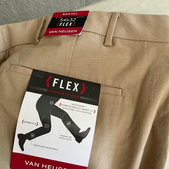 New With Tags Van Heusen Tan Chinos Classic Style Size 54x32 - Picture 6 of 6